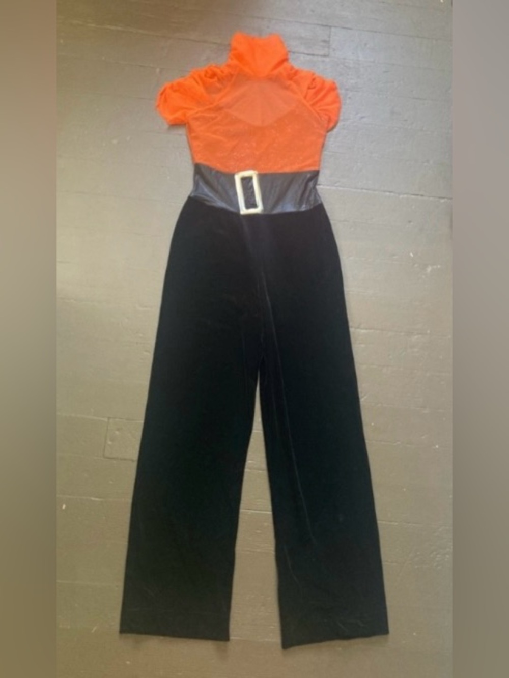 Art Stone Black Wide-Leg Jumpsuit with Orange Bodice Stage Outfit Performance
